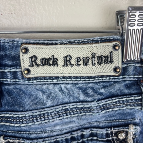 Rock Revival Ena Skinny Jeans Dark Wash Blue  Women's Size 25 Rhinestones - Picture 3 of 9